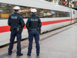 Bundespolizisten an einem ICE