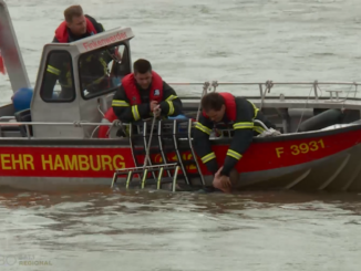 Feuerwehrübung auf der Elbe