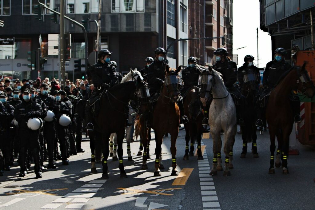 Reiterstaffel der Polizei im Einsatz